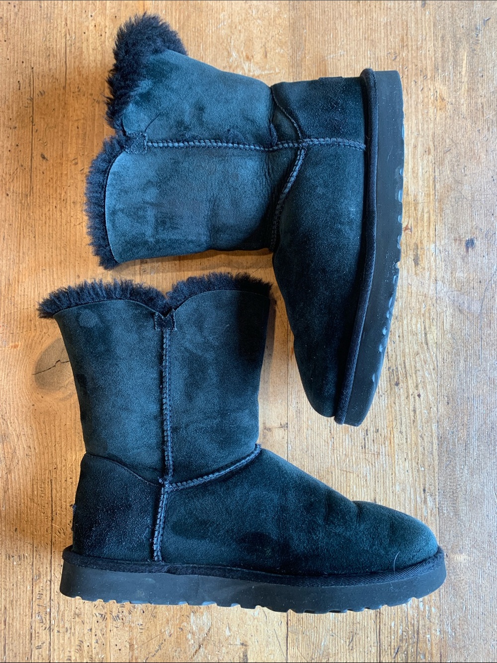 UGG Black Suede Short Shearling Boots